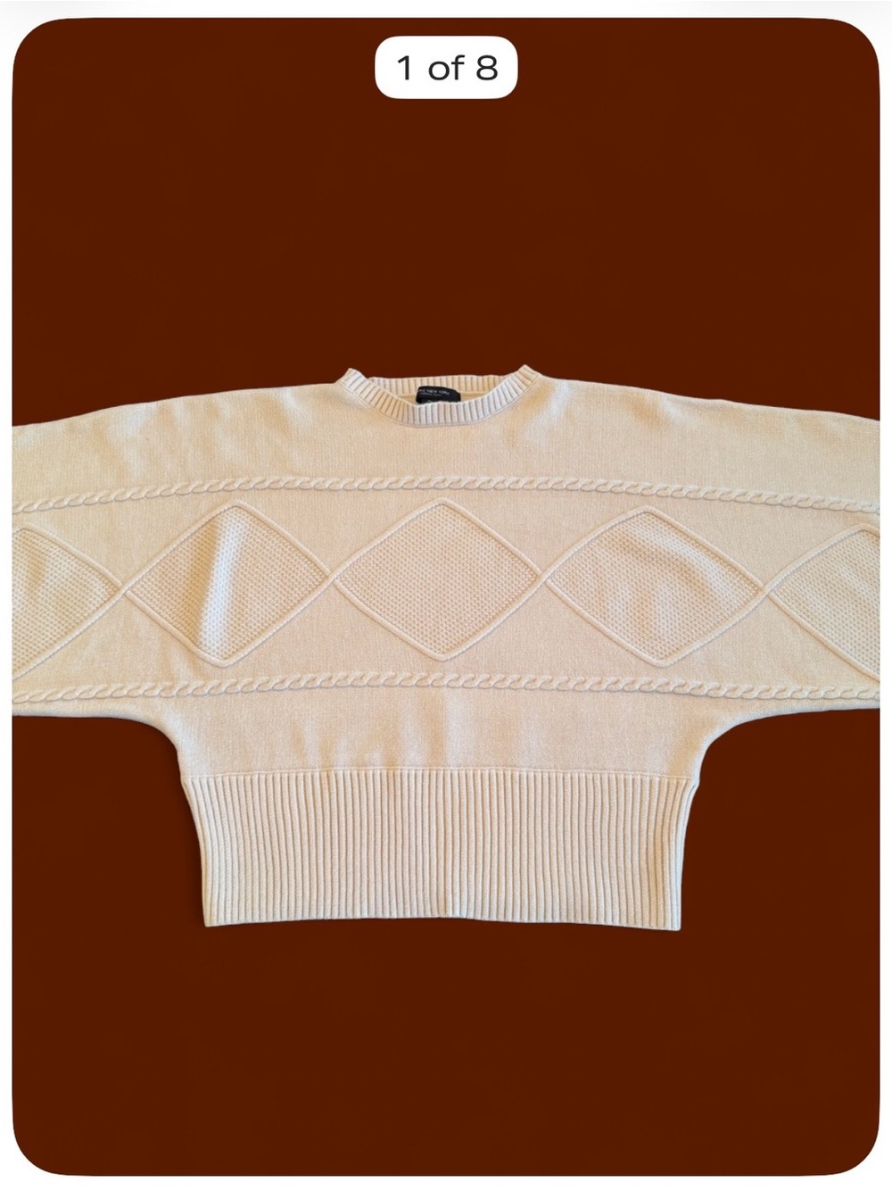 Marc New York Women’s XL Cream Cable Knit Dolman Sleeve Sweater